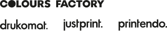 Logo Colours Factory, Drukomat, Justprint, Printendo